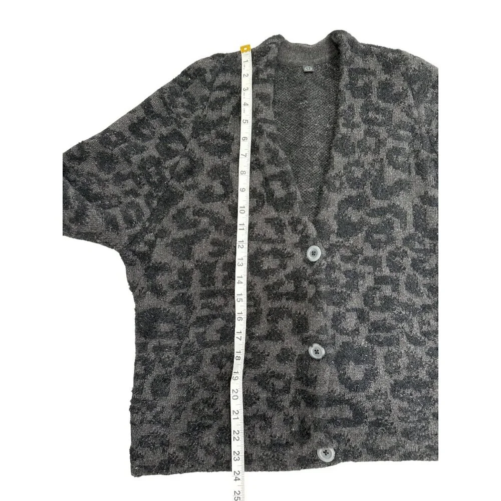 Lululemon Jacquard Cardigan Knit Leopard Graphite Grey Black Merino Wool XS - Picture 9 of 11